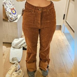 Pilcro Rust Corduroy Cuffed Pants